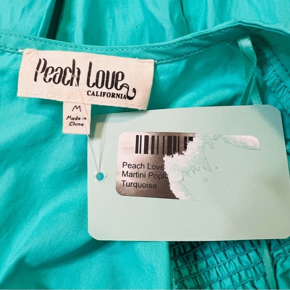 NWT! Peach Love SEQUINS MARTINI PATCH TURQUOISE COTTON MINI DRESS. Size Medium. - Picture 12 of 16